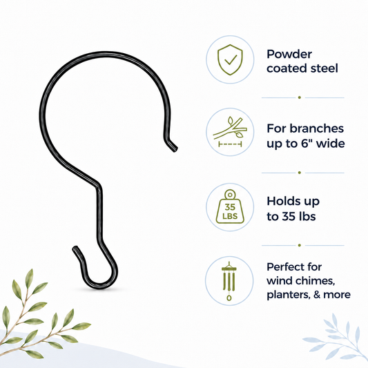 Lambright Country Chimes tree limb hanging hook features including powder coated steel fits branches up to 6 inches 35 lb capacity for wind chimes and planters