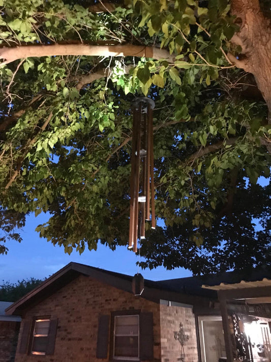 Customer Photo — Grandfather Clock Wind Chime at Twilight