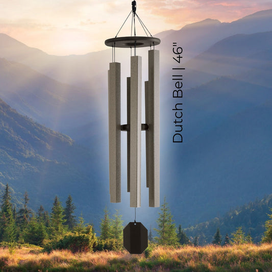 Lambright Musical Zenith Series 46-inch Dutch Bell wind chime in mocha finish, hand-tuned by Amish craftsmen in Shipshewana, Indiana.