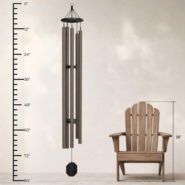 Size-reference illustration of the 82-inch Big Ben beside a chair and ruler