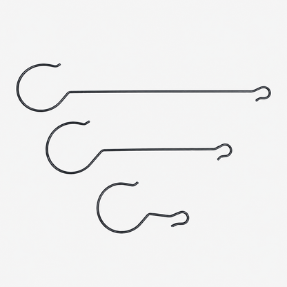 Lambright Country Chimes tree limb hanging hooks in three sizes 12-inch 24-inch and 36-inch shown side by side for comparison