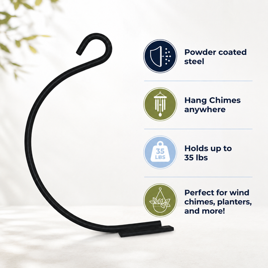 Lambright Country Chimes wall mount hanging hook features including powder coated steel 35 lb capacity perfect for wind chimes and planters